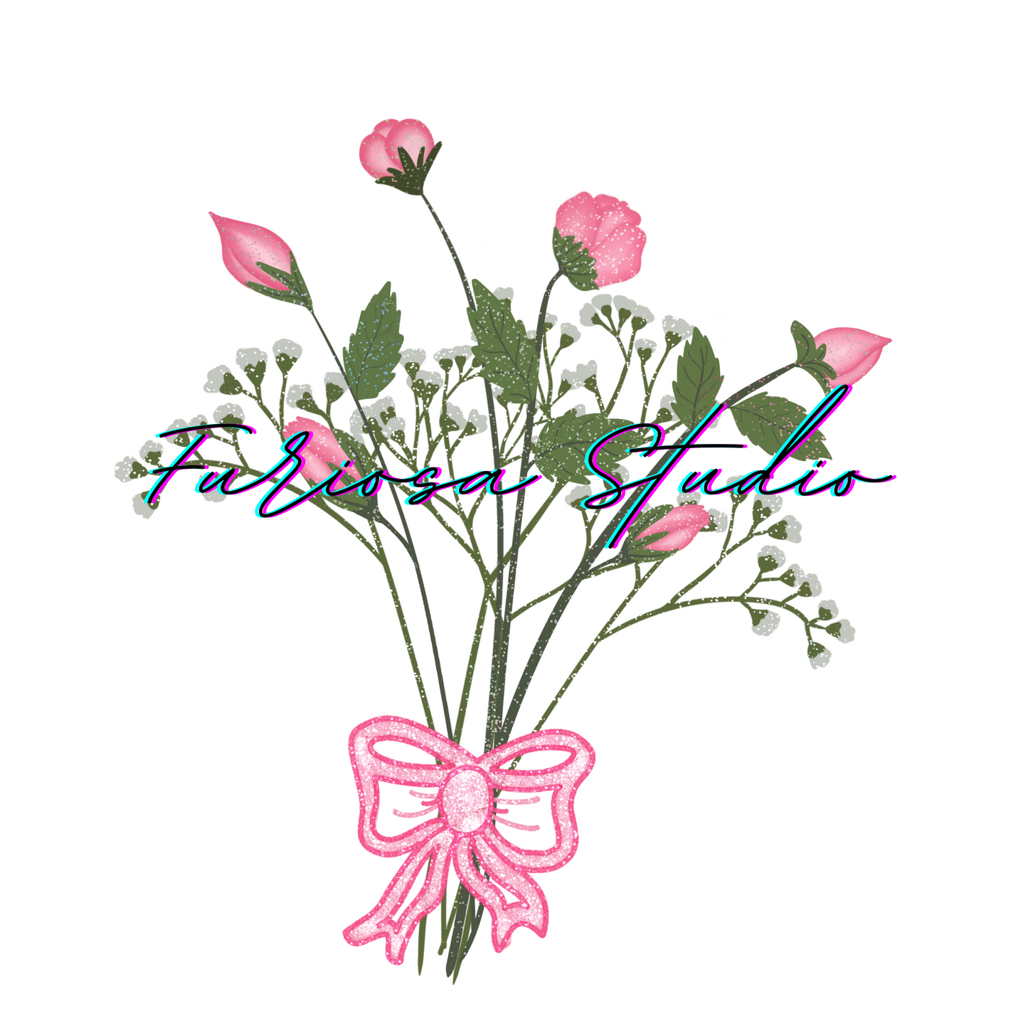 Rose and Babies Breath Bouquet - UV Transfer Sticker