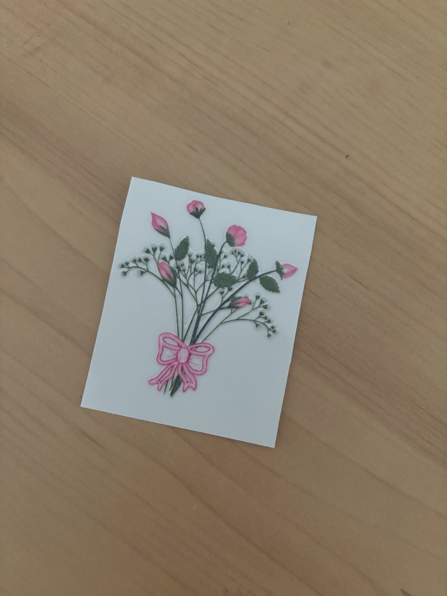 Rose and Babies Breath Bouquet - UV Transfer Sticker