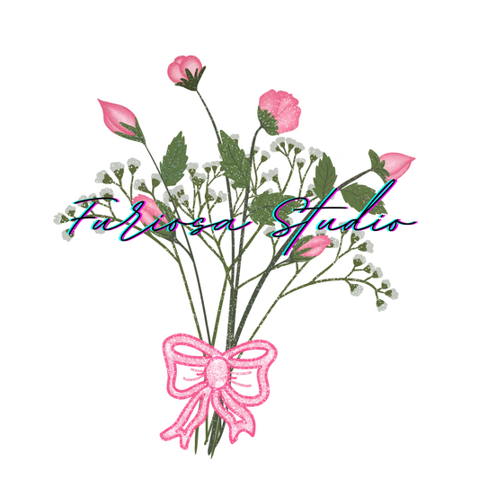 Rose and Babies Breath Bouquet - UV Transfer Sticker